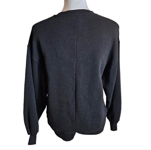 Zara Teen Black Velvet Heart Sweatshirt Size 13-14 Fleece Crewneck Sweater - Picture 4 of 11